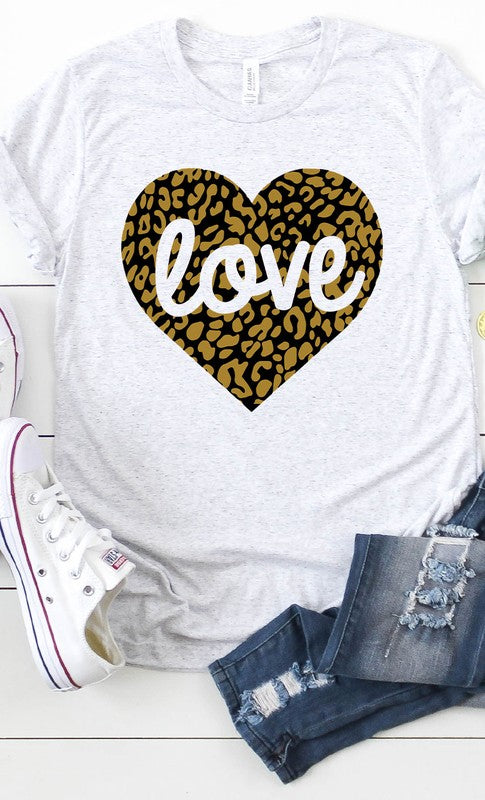 Love Leopard Heart Graphic Tee