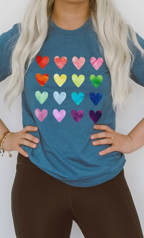 Watercolor Rainbow Heart PLUS SIZE Graphic Tee