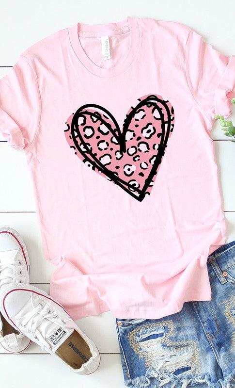 Leopard Pink Heart Graphic Tee PLUS