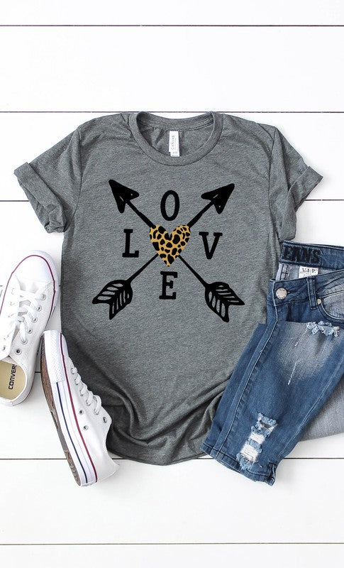 Leopard Heart Love Arrows Graphic Tee