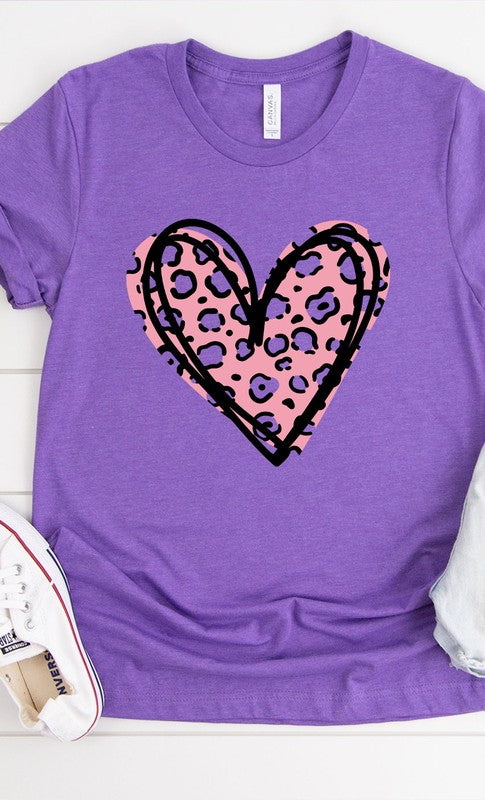 Leopard Pink Heart Graphic Tee PLUS