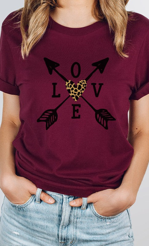 Love Metallic Leopard Heart Arrow PLUS Graphic Tee