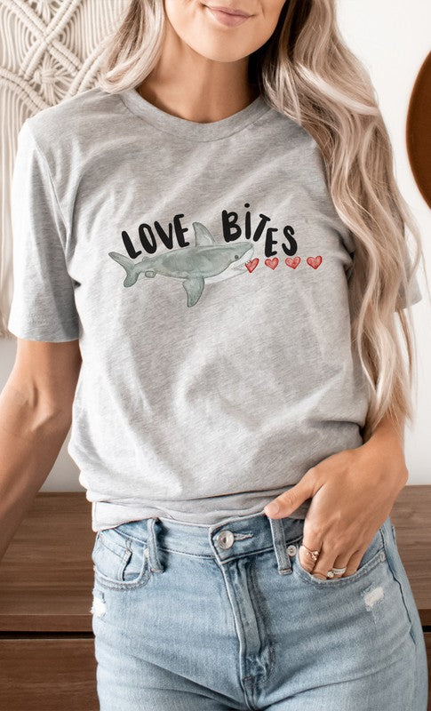 Love Bites Heart Eating Shark PLUS Graphic Tee