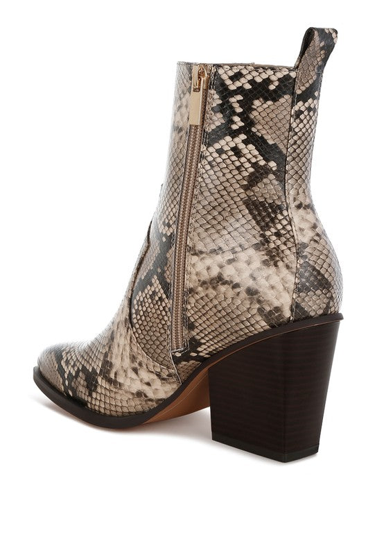 Snake Print Ankle Boots