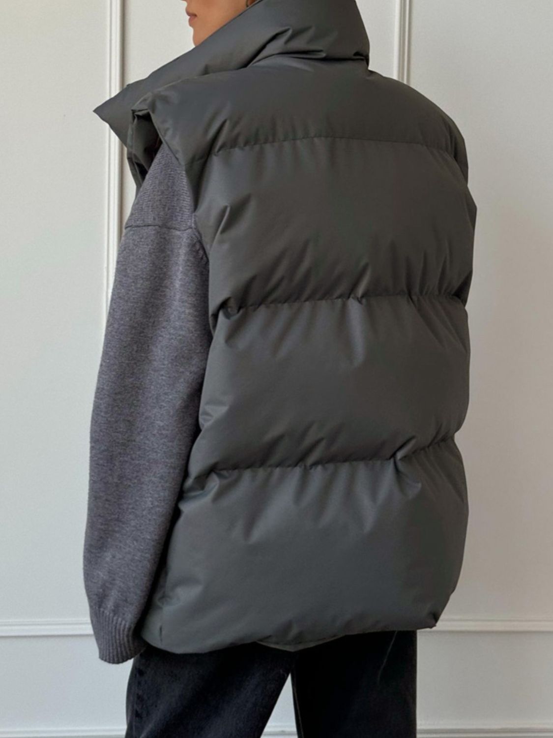 Puffer Zip Up Turtleneck Vest Coat