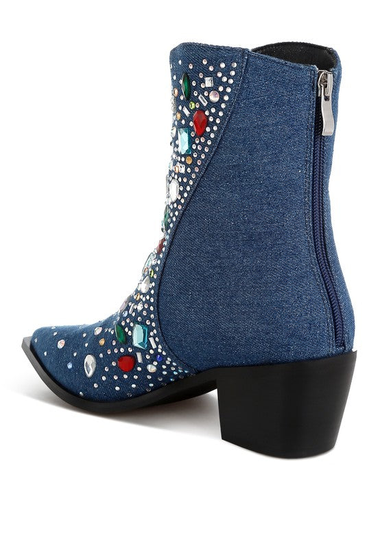 Starlit Multi Color Stones Embellished Boots