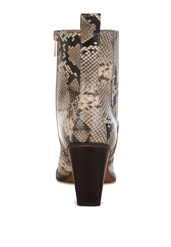 Snake Print Ankle Boots