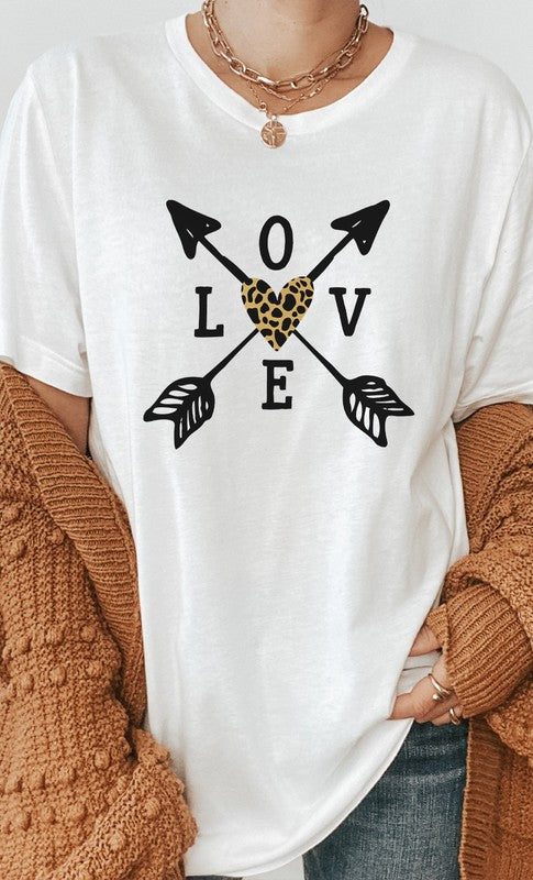 Love Metallic Leopard Heart Arrow PLUS Graphic Tee