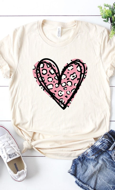 Leopard Pink Heart Graphic Tee PLUS