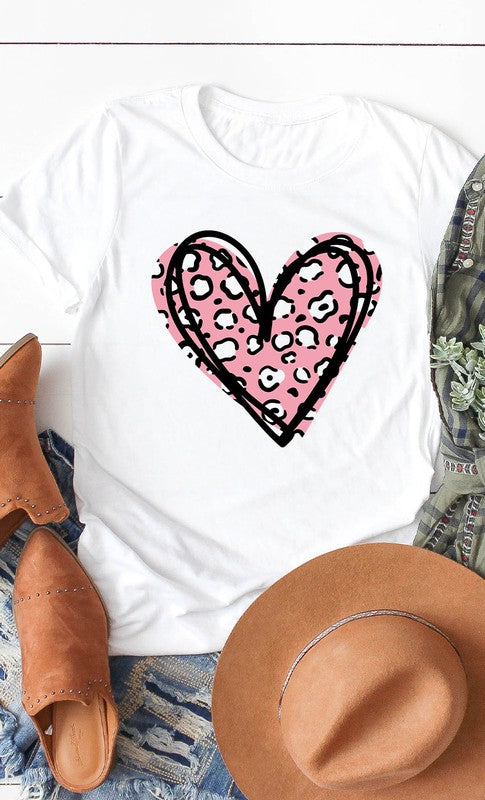 Leopard Pink Heart Graphic Tee PLUS