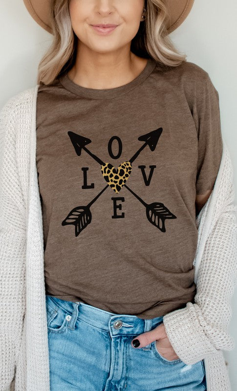 Love Metallic Leopard Heart Arrow PLUS Graphic Tee