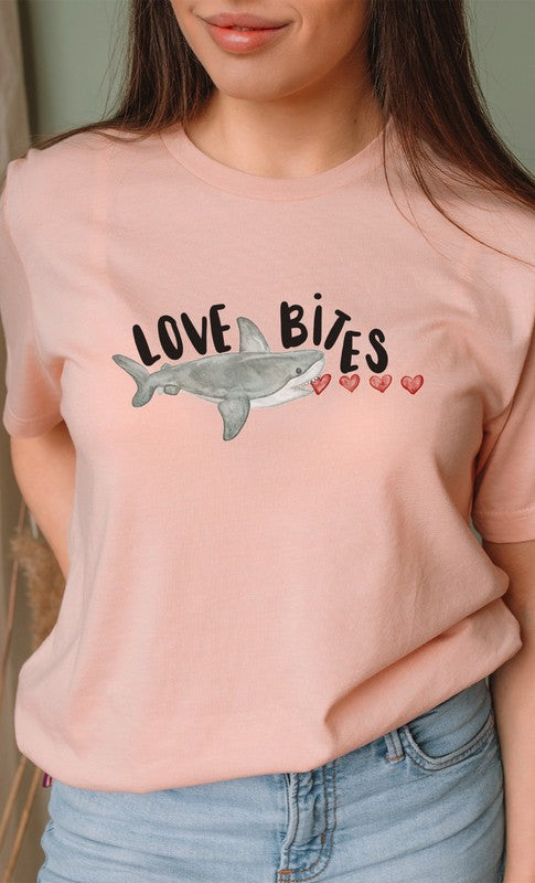 Love Bites Heart Eating Shark PLUS Graphic Tee