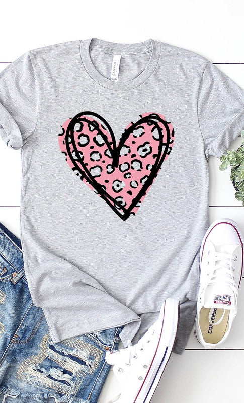 Leopard Pink Heart Graphic Tee PLUS